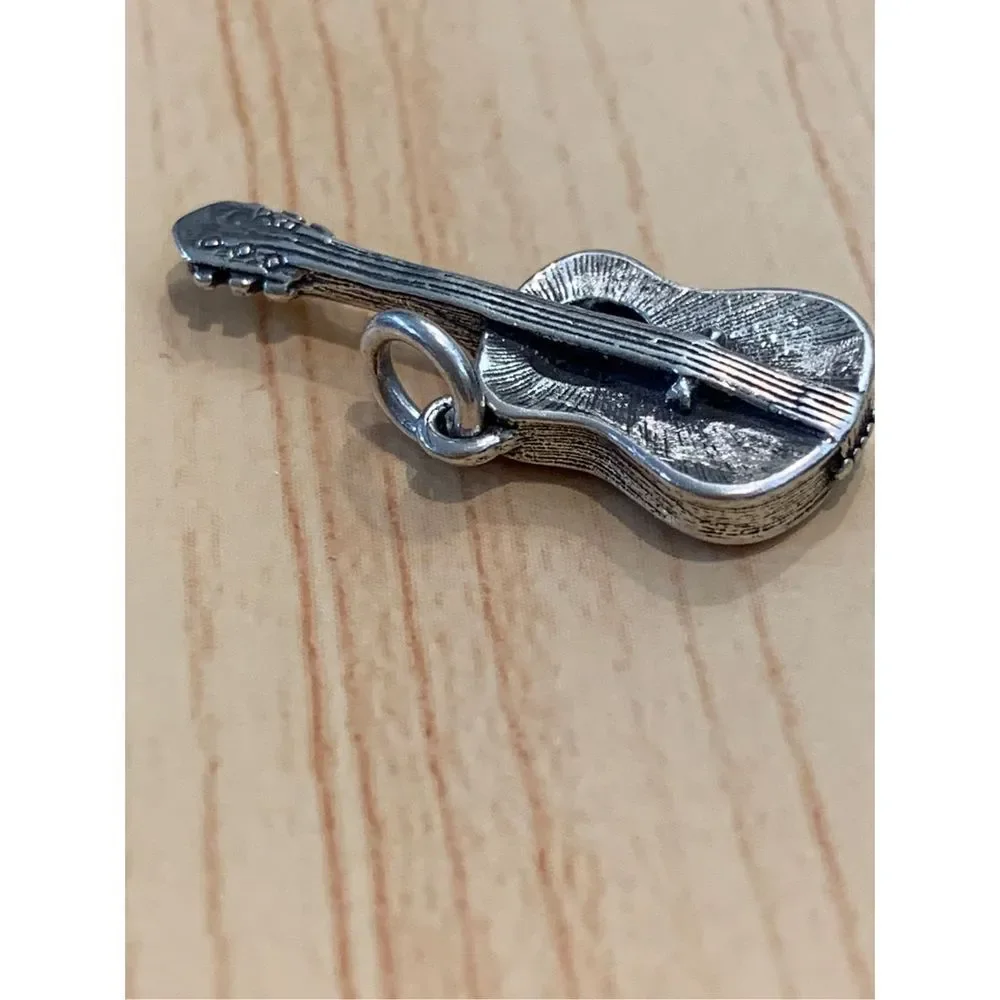 Guitar Music Sterling Silver Jewelry Charm - Picture 6 of 7